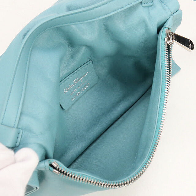 中古 フェラガモ 斜め掛け ショルダーバッグ レディース ブランド FERRAGAMO ヴァラリボン ヴィヴァボウ 22 0287 ブルー バッグ USDFR99676011