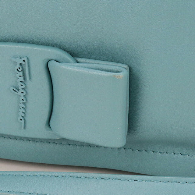 中古 フェラガモ 斜め掛け ショルダーバッグ レディース ブランド FERRAGAMO ヴァラリボン ヴィヴァボウ 22 0287 ブルー バッグ USDFR99676011