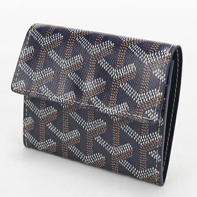 中古 ゴヤール 二つ折り財布 二折財布 ユニセックス ブランド GOYARD マリニー ウォレット ネイビー USDGO113980011