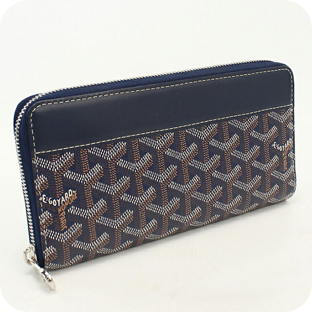 中古 ゴヤール 長財布ラウンドファスナー ユニセックス ブランド GOYARD  マティニョンGM ウォレット MATIG2GMLTY ネイビー USDGO120496011