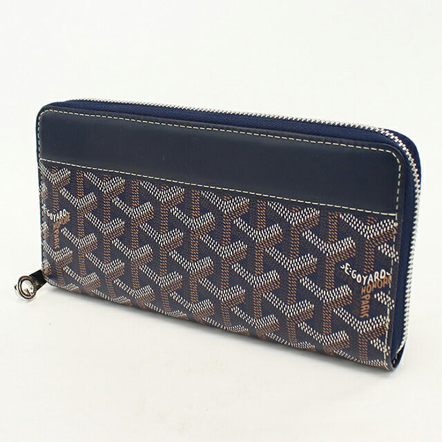 中古 ゴヤール 長財布ラウンドファスナー ユニセックス ブランド GOYARD  マティニョンGM ウォレット MATIG2GMLTY ネイビー USDGO120496011