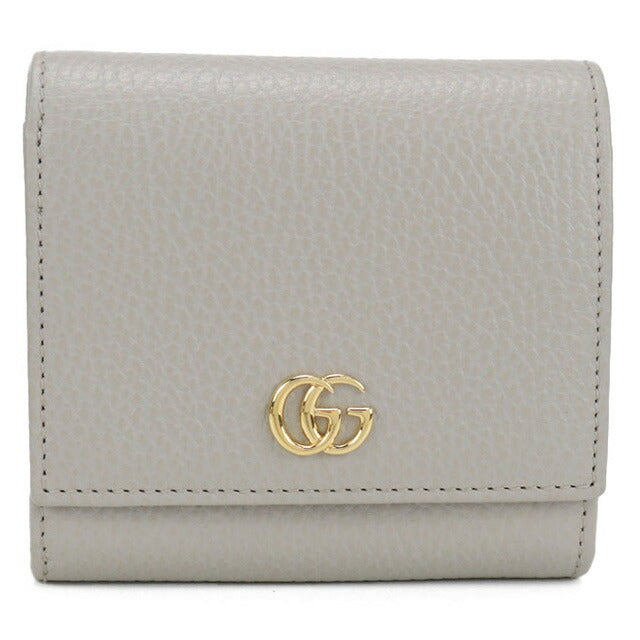 中古 グッチ 二折財布 レディース ブランド GUCCI GGマーモント ミディアム ウォレット レザー 598587 グレー 財布 USDGU100084011
