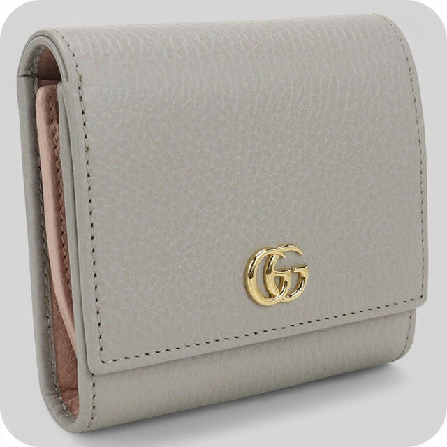 中古 グッチ 二折財布 レディース ブランド GUCCI GGマーモント ミディアム ウォレット レザー 598587 グレー 財布 USDGU100084011