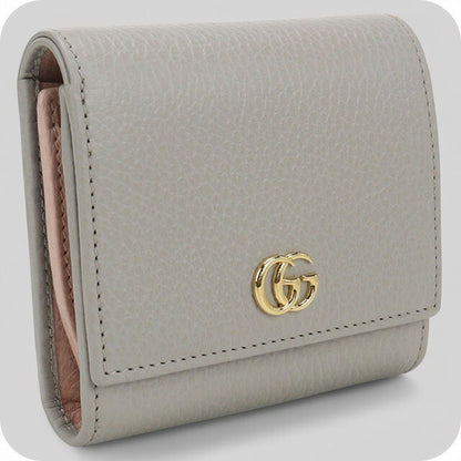 中古 グッチ 二折財布 レディース ブランド GUCCI GGマーモント ミディアム ウォレット レザー 598587 グレー 財布 USDGU100084011