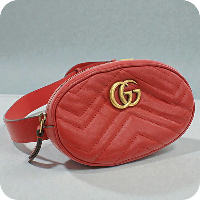 中古 グッチ ボディバッグ レディース ブランド GUCCI GGマーモント ベルトバッグ レザー 476434 レッド バッグ USDGU100483011