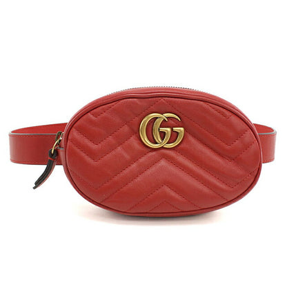 中古 グッチ ボディバッグ レディース ブランド GUCCI GGマーモント ベルトバッグ レザー 476434 レッド バッグ USDGU100483011