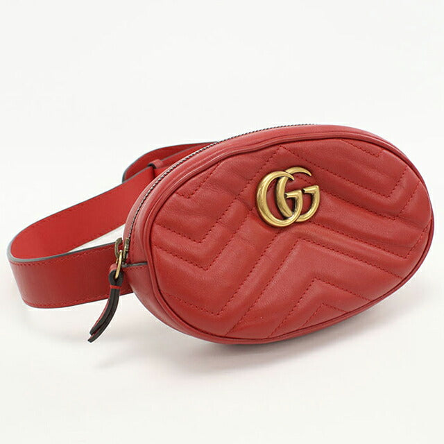 中古 グッチ ボディバッグ レディース ブランド GUCCI GGマーモント ベルトバッグ レザー 476434 レッド バッグ USDGU100483011