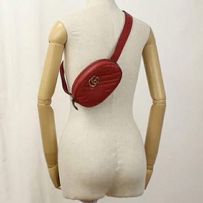 中古 グッチ ボディバッグ レディース ブランド GUCCI GGマーモント ベルトバッグ レザー 476434 レッド バッグ USDGU100483011