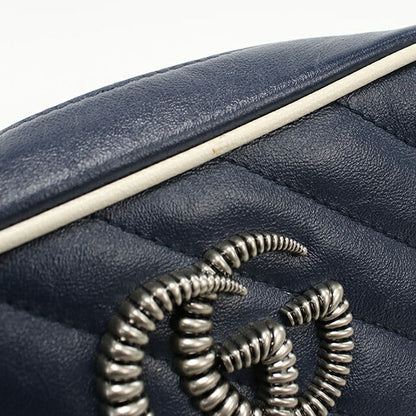 中古 グッチ 斜め掛け ショルダーバッグ レディース ブランド GUCCI GGマーモント スモール カメラバッグ レザー 447632 ネイビー バッグ USDGU101303011