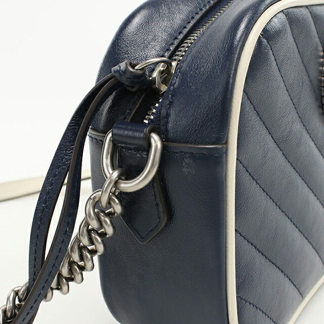 中古 グッチ 斜め掛け ショルダーバッグ レディース ブランド GUCCI GGマーモント スモール カメラバッグ レザー 447632 ネイビー バッグ USDGU101303011