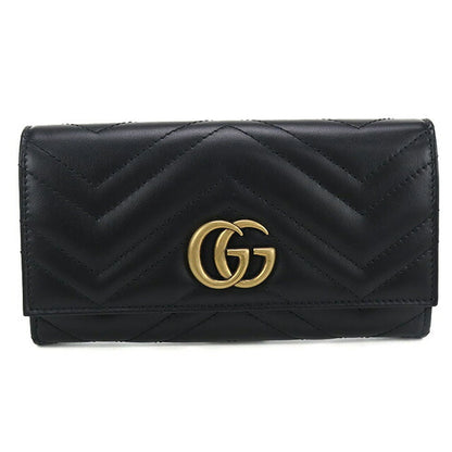 中古 グッチ 長財布二折 レディース ブランド GUCCI ダブルG コンチネンタルウォレット レザー 443436 ブラック 財布 USDGU102234011