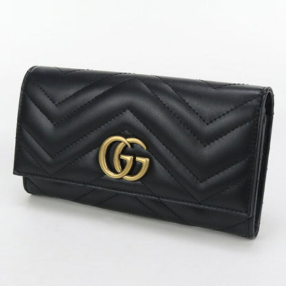 中古 グッチ 長財布二折 レディース ブランド GUCCI ダブルG コンチネンタルウォレット レザー 443436 ブラック 財布 USDGU102234011