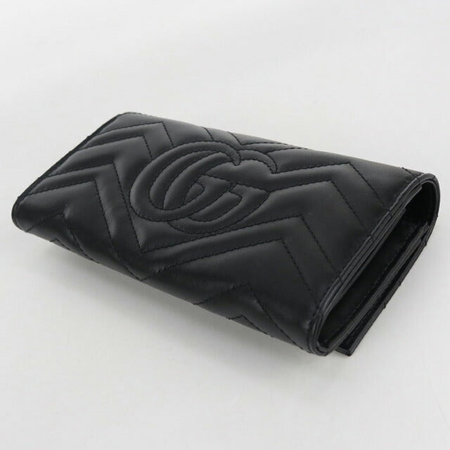 中古 グッチ 長財布二折 レディース ブランド GUCCI ダブルG コンチネンタルウォレット レザー 443436 ブラック 財布 USDGU102234011