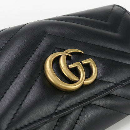中古 グッチ 長財布二折 レディース ブランド GUCCI ダブルG コンチネンタルウォレット レザー 443436 ブラック 財布 USDGU102234011