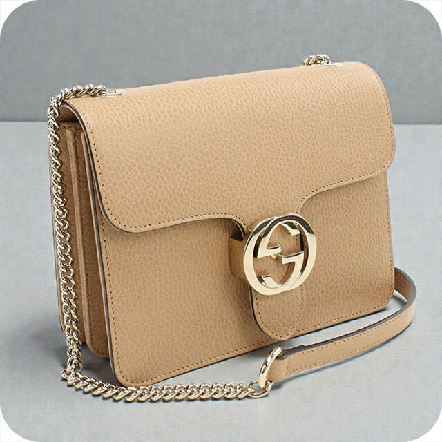 中古 グッチ ショルダーバッグ レディース ブランド GUCCI インターロッキングG チェーン レザー 510304 ベージュ バッグ USDGU102845011