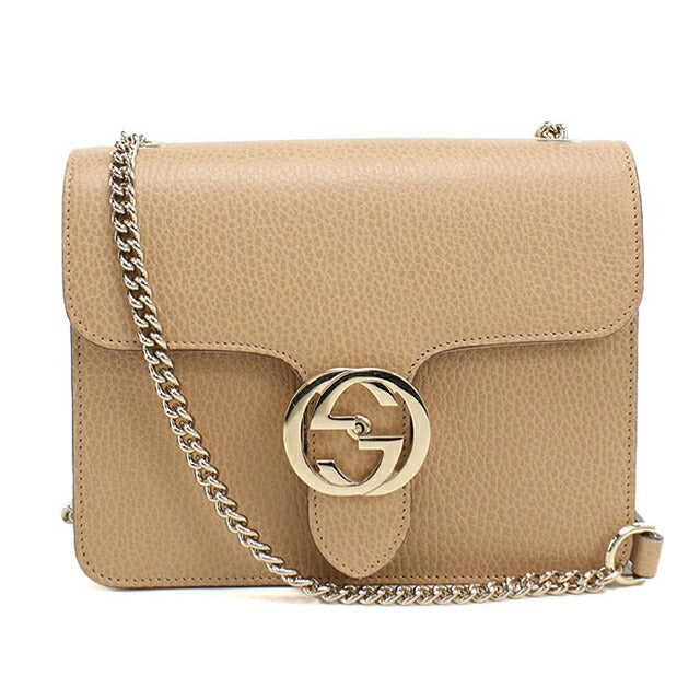 中古 グッチ ショルダーバッグ レディース ブランド GUCCI インターロッキングG チェーン レザー 510304 ベージュ バッグ USDGU102845011