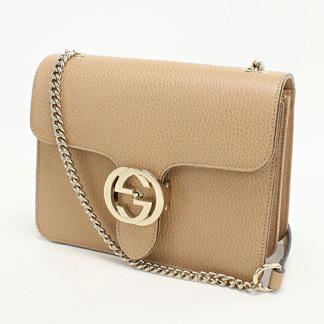 中古 グッチ ショルダーバッグ レディース ブランド GUCCI インターロッキングG チェーン レザー 510304 ベージュ バッグ USDGU102845011