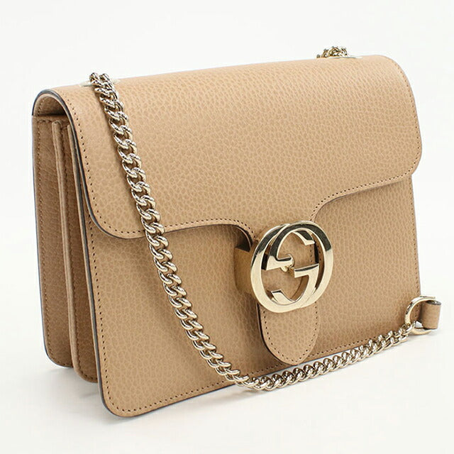 中古 グッチ ショルダーバッグ レディース ブランド GUCCI インターロッキングG チェーン レザー 510304 ベージュ バッグ USDGU102845011