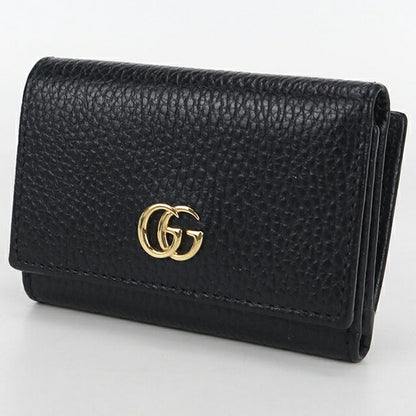 中古 グッチ 三つ折り財布 レディース ブランド GUCCI GGマーモント ミディアムウォレット レザー ブラック 財布 USDGU103684011