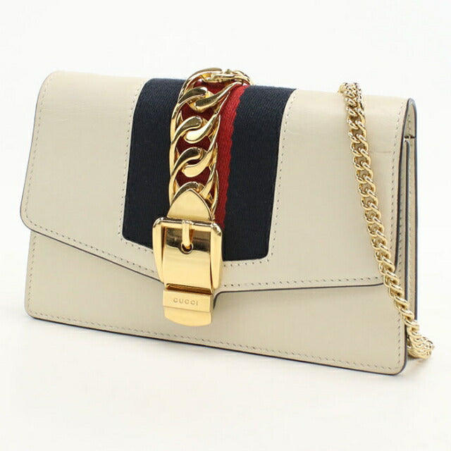 グッチ シルヴィ ミニ ショルダーバッグ レザー 431666 ホワイト レディース GUCCI  中古 GUCCI（グッチ） シルヴィ ミニ ショルダーバッグ レザー 431666