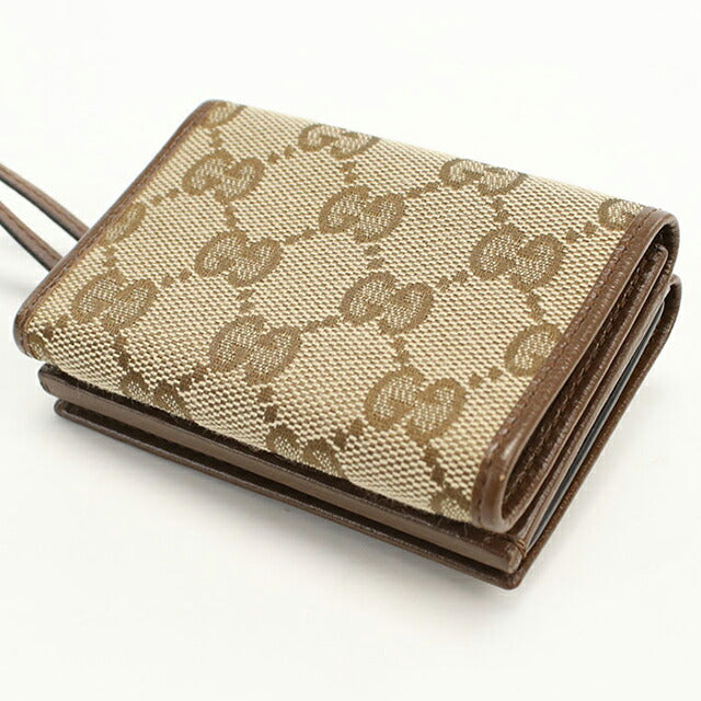 中古 グッチ 三つ折り財布 三折財布 レディース ブランド GUCCI GGキャンバス コンパクトウォレット レザー 681708 ベージュ 財布 USDGU103973011