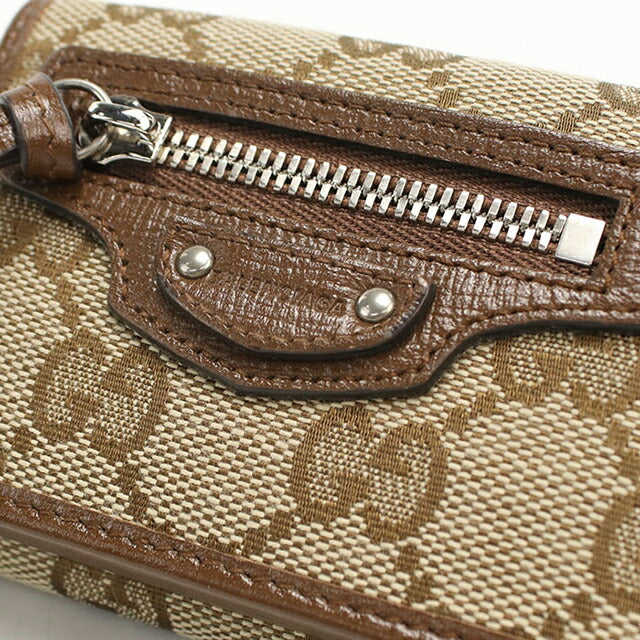 中古 グッチ 三つ折り財布 三折財布 レディース ブランド GUCCI GGキャンバス コンパクトウォレット レザー 681708 ベージュ 財布 USDGU103973011