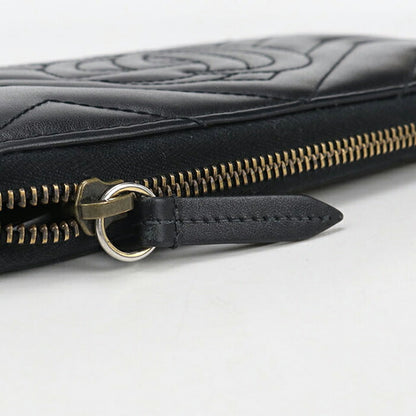 Used Gucci long wallet round zipper ladies brand GUCCI GG Marmont zip around wallet leather 443123 black wallet USDGU104140011