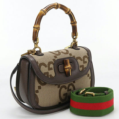 Used Gucci Handbag Ladies Brand GUCCI Bamboo 1947 Small Bag 2WAY 675797 Beige USDGU104219011