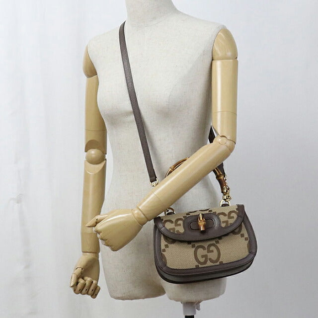 Used Gucci Handbag Ladies Brand GUCCI Bamboo 1947 Small Bag 2WAY 675797 Beige USDGU104219011