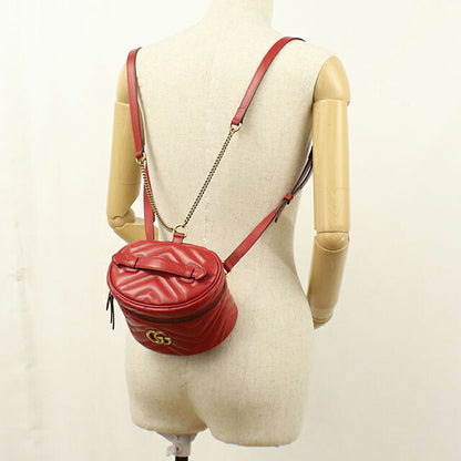 中古 グッチ リュック レディース ブランド GUCCI GGマーモント バックパック レザー 598594 レッド USDGU104388011