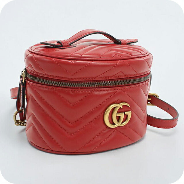 中古 グッチ リュック レディース ブランド GUCCI GGマーモント バックパック レザー 598594 レッド USDGU104388011