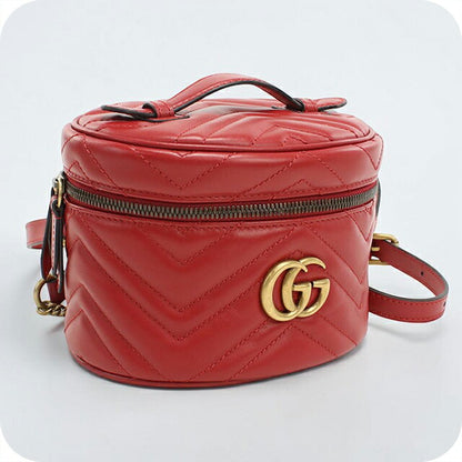 中古 グッチ リュック レディース ブランド GUCCI GGマーモント バックパック レザー 598594 レッド USDGU104388011