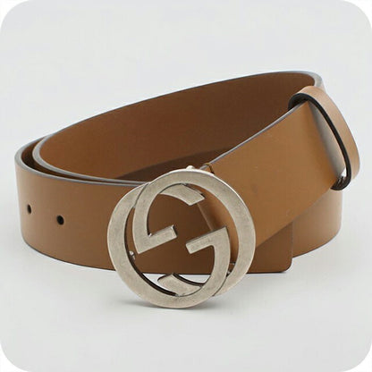 中古 グッチ ベルト メンズ ブランド GUCCI インターロッキングG レザー 546389 ブラウン 小物 USDGU104589011