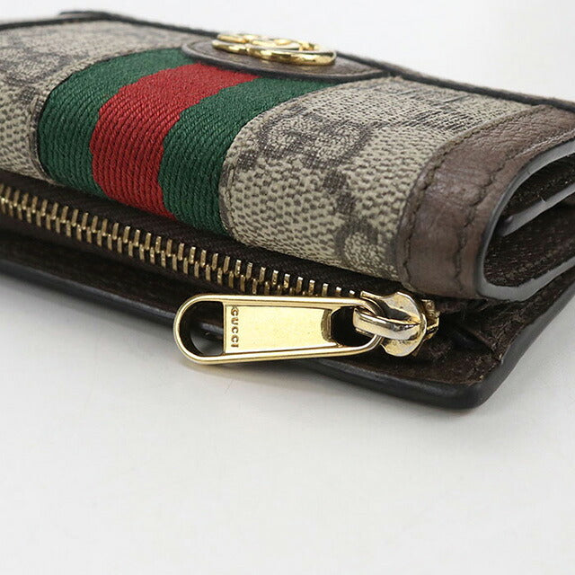 中古 グッチ 三つ折り財布 レディース ブランド GUCCI オフィディア 644334 ベージュ 財布 USDGU105373011