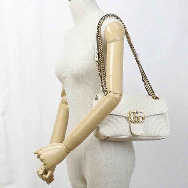 Used Gucci shoulder bag ladies brand GUCCI GG Marmont chain 2WAY 443497 white USDGU106228011