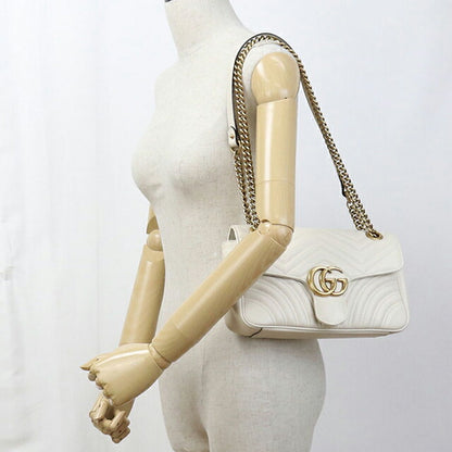 Used Gucci shoulder bag ladies brand GUCCI GG Marmont chain 2WAY 443497 white USDGU106228011
