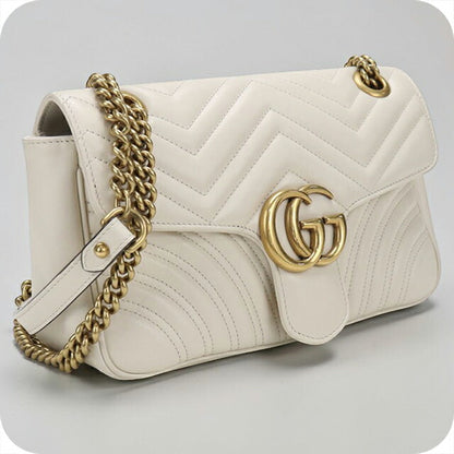 Used Gucci shoulder bag ladies brand GUCCI GG Marmont chain 2WAY 443497 white USDGU106228011