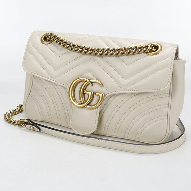 Used Gucci shoulder bag ladies brand GUCCI GG Marmont chain 2WAY 443497 white USDGU106228011