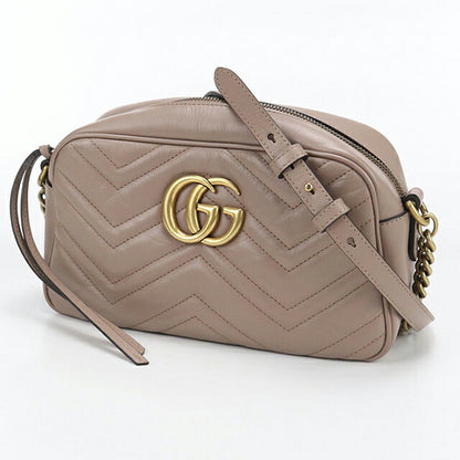 中古 グッチ 斜め掛け ショルダーバッグ レディース ブランド GUCCI GGマーモント スモールカメラバッグ レザー 447632 ベージュ バッグ USDGU106652011