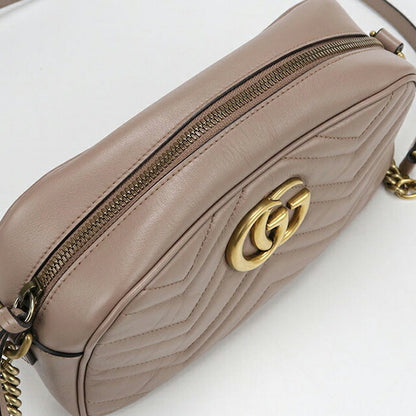 中古 グッチ 斜め掛け ショルダーバッグ レディース ブランド GUCCI GGマーモント スモールカメラバッグ レザー 447632 ベージュ バッグ USDGU106652011