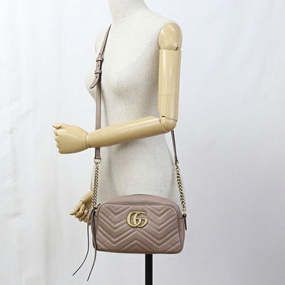中古 グッチ 斜め掛け ショルダーバッグ レディース ブランド GUCCI GGマーモント スモールカメラバッグ レザー 447632 ベージュ バッグ USDGU106652011