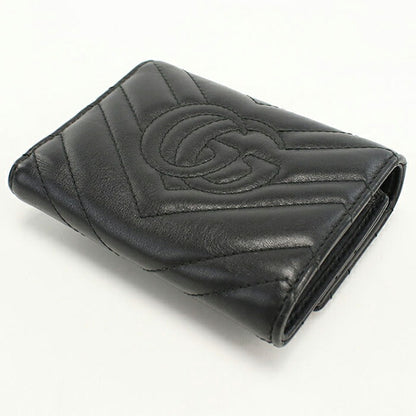 中古 グッチ 三つ折り財布 三折財布 レディース ブランド GUCCI GGマーモント 474802 ブラック USDGU106949011