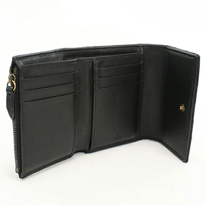 中古 グッチ 三つ折り財布 三折財布 レディース ブランド GUCCI GGマーモント 474802 ブラック USDGU106949011