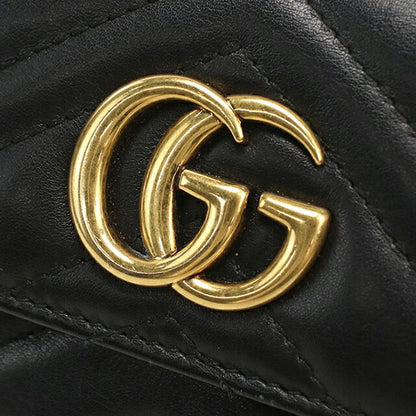 中古 グッチ 三つ折り財布 三折財布 レディース ブランド GUCCI GGマーモント 474802 ブラック USDGU106949011