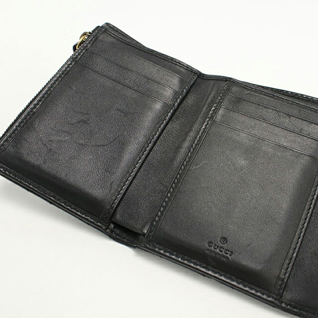Gucci財布 GUCCI ロゴ 二つ折りウォレット ・ブラック レザー | GUCCI公式