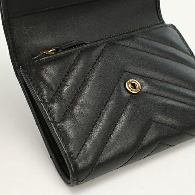 中古 グッチ 三つ折り財布 三折財布 レディース ブランド GUCCI GGマーモント 474802 ブラック USDGU106949011