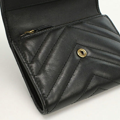 中古 グッチ 三つ折り財布 三折財布 レディース ブランド GUCCI GGマーモント 474802 ブラック USDGU106949011