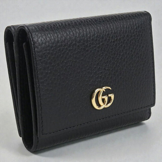 中古 グッチ 三つ折り財布 レディース ブランド GUCCI GGマーモント レザー 474746 ブラック 財布 USDGU107080011