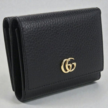 中古 グッチ 三つ折り財布 レディース ブランド GUCCI GGマーモント レザー 474746 ブラック 財布 USDGU107080011