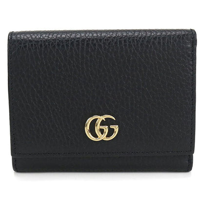 中古 グッチ 三つ折り財布 レディース ブランド GUCCI GGマーモント レザー 474746 ブラック 財布 USDGU107080011